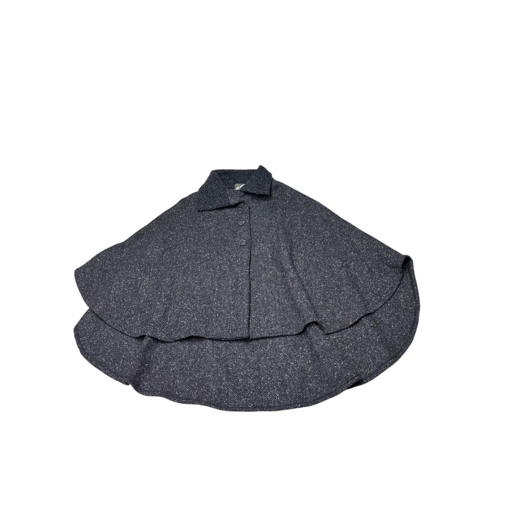 Vintage Killarney Kerry Woollen Mills Beaufort Wool Cape Grey Tweed Ireland 32in